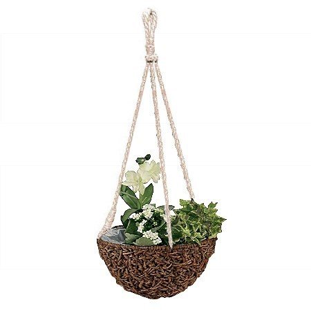 RUSTIKALE BLUMENAMPEL PFLANZAMPEL REBE SISAL 81CM