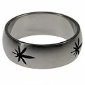 316L stainless steel ring with laser cut design and matte polish - marijuana/pot leaf logo - 8mm width (Sizes 9-13)