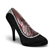 4 1/2 Inch Heel Sexy Satin Black Pump Rhinestone Detail Concealed Platform High Heel Shoes