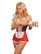 SeXy Frieda Serve You Costume 6 Piece Set Open Cup Babydoll Matching Red Thong Sleeves and Hair Bows Beer Girl