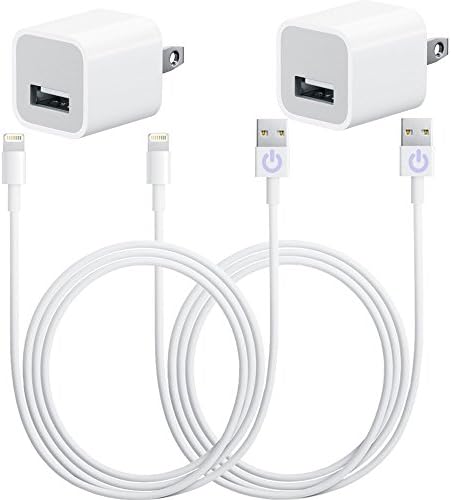 iPowerdirect® 2X 1Amp AC Wall Charger+2X 3ft Certified OEM Design Replacement 8 Pin To USB Cable Sync Data Transfer Charger Cord For iPhone 6 6s Plus iPhone 5s 5c 5 iPad Mini 1 2 3 iPod Touch 5 Nano 7