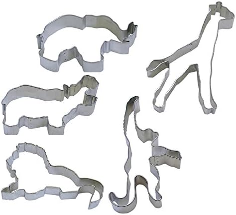 5 - ZOO ANIMALS COOKIE CUTTERS - Elephant, Lion, Hippo, Monkey, and Giraffe