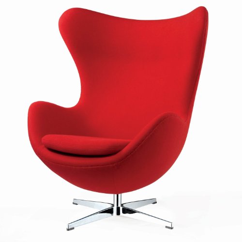 Designer Modern Arne Jacobsen Egg Chair - Red 100% Wool