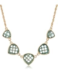 1928 Jewelry "Aqua Verde" Gold-Tone Light Aqua Faceted Collar Necklace, 16" + 3" extender