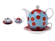 PT Tea Set for 1 Polka Dots Ceramic Red