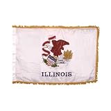 Illinois 3x5ft Nylon Flag with Indoor Pole Hem and Fringe