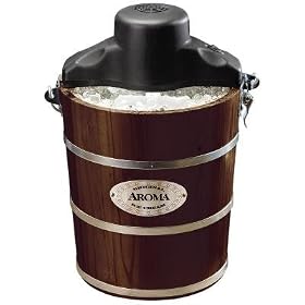 Aroma AIC-224W 4-Quart Wood-Barrel Ice-Cream Maker, Walnut