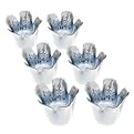 6 Pc Glass Votive Holders - Silver/ White