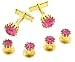 Gold plated and pink crystal cufflinks and shirt stud formal set with presentation box. Made in the USA