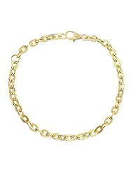 14k Yellow Gold, Hollow Light Weight Rolo Cable Link Kids Children Bracelet