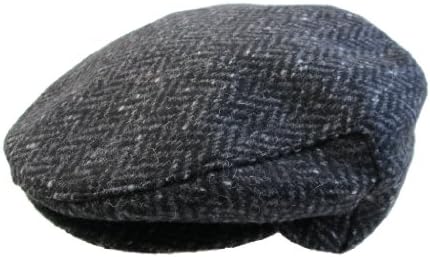 John Hanly & Co. Irish Tweed Flat Cap - Charcoal Donegal Herringbone