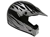 Adult Black Silver Flame Dirt Bike ATV Motocross Off-Road MX Helmet DOT (Small)