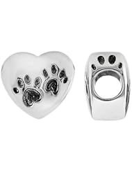 Storywheel® Black Enamel Pet Paws On Heart Bead / Charm