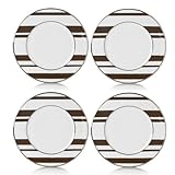IMAGE OF Mikasa Color Studio Brown-Platinum Stripes Set of 4 Accent Plates
