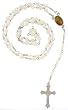 White Rose Bud Chain Link Rosary - Virgen de Guadalupe Centerpiece - 26 in. Necklace - 19 in. Overall