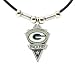 Green Bay Packers Leather Necklace w/Beads & Pewter Pendant