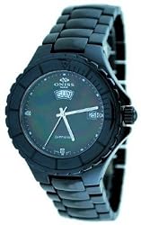 Oniss #ON8011-M1 Men's Black Ceramic Sapphire Crystal Watch