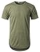 URBANCREWS Mens Hipster Hip Hop Melange Elong Crewneck T-Shirt ARMY XLARGE