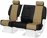 Coverking Custom-Fit Front Bench Seat Cover - Leatherette, Black-Beige