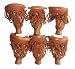 Set of 6 Leather Pool Table Billiard Pockets with Fringe, Camel
