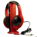 AGPtek Red Color Wireless FM Stereo RS 864 863.5 864.5MHz Analog RF cordless Stereo Headphones For TV VCD CD PC MP3 MP4 DVD IPod w/Transmitter