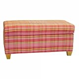 Kids&rsquo; Personalized Storage Bench - Plaid Pink