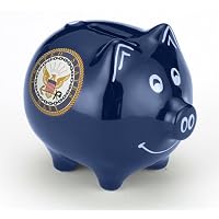 United States NAVY Piggy Bank Safe Stoneware Savings Money Cash Box with Coin Slot