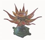 Brass Buddhist Lotus Flower Incense and Candle Holder, Opens INDIA