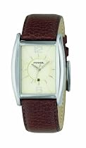 Fossil Gents Leather Strap Watchand Stainless Steel Cufflinks Gift Set