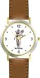 Angel Statue - WATCHBUDDY&reg; DELUXE TWO-TONE THEME WATCH - Arabic Numbers - Brown Leather Strap-Size-Large ( Men's Size or Jumbo Women's Size )