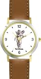 Angel Statue - WATCHBUDDY&reg; DELUXE TWO-TONE THEME WATCH - Arabic Numbers - Brown Leather Strap-Size-Large ( Men's Size or Jumbo Women's Size )