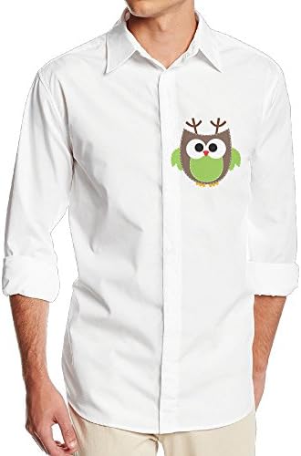 CSECGAR Antler Owl Mens Long Sleeve Button Down Collar Dress Shirt