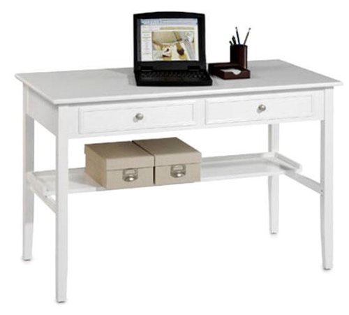 Oxford 48 Inch White Two Storage Drawer Writing Desk, TWO-DRAWER, WHITE