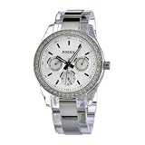 Fossil Women's ES2821 Combination stainless steel with translucent plastic case and bracelet White satin dial Watch