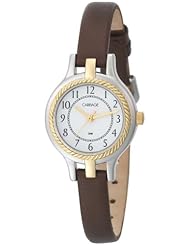 Carriage by Timex Womens C3C357 Two-Tone Round Dial White Dial Brown Leather Strap Watch