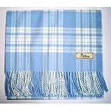 Lambswool baby blanket - blue check