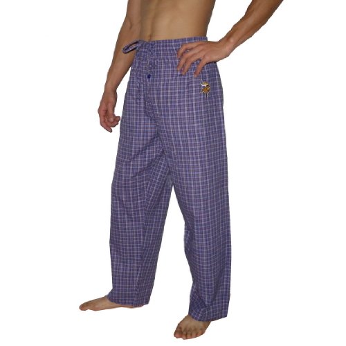Mens NFL Minnesota Vikings Plaid Cotton Thermal Sleepwear / Pajama Pants - Purple (Size: XL)