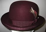 New Mens Burgundy (Maroon / Dark Red) Derby Bowler Hat - 100% Wool, Extremely Stylish, Very High Quality!