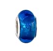 Pandora Style Charm Bead (Z437) - Glass (13mm x 8mm) (fits Troll too) ~ Bright Metallic Blue