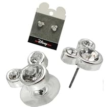 Disney Mickey Mouse Ears Stud Post Earrings on Mouse Card - Clear Ice Crystal