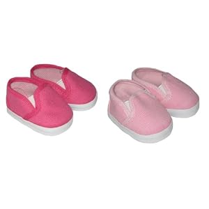 2 Pair of Pink Slip-On Sneakers. Fits 18
