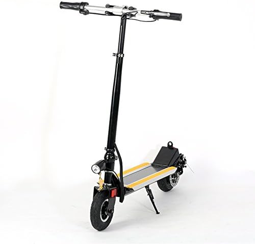scoodo® Best Mini Electric Folding Motor Kick Scooter-4 Spoke Metal Core Wheels-T Shaped Bars- Metal Flex Fender Brake- Durable (Yellow)