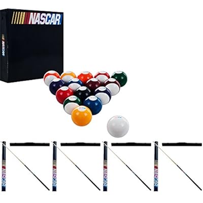 NASCAR Billiard Cue Sticks and Ball Set, Multiple Colors, Official