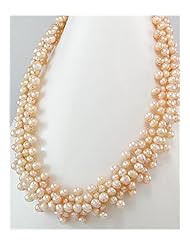 Peach (Natural) Fresh Water Pearls Necklace In Zinc