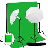 LimoStudio 10' x 12' Chromakey Chroma Key Green Screen Background Backdrop Support Stand Studio Photo Lighting Kit, AGG410