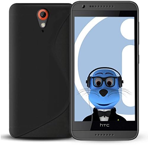 iTALKonline HTC Desire 620 Black TPU S Line Wave Hybrid Gel Skin Case Protective Jelly Cover
