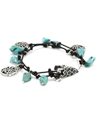 Lucky Brand Knotted Leather Blue Stone Bracelet