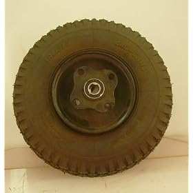 4.10/3.50-5 Stud Tread Tire with Black Rim, fits Go-Kart, 2 Ply, four bolt flange