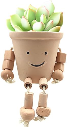 Ceramic Funny Puppet Pot - Novel Earthen Flower Pot for Herbs and Succulent, 3 inch Small Decorative Display Pot, Round