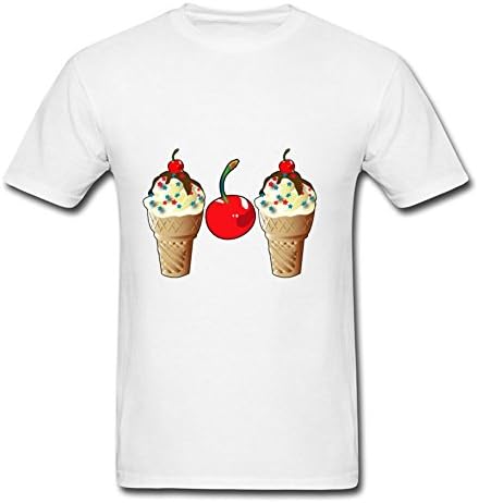 Men Short-sleeve Stylish Ebolam Small Custom Ice Cream Cones And Cherry White Tee